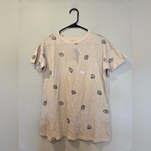 MAURICES Beige Shell Print Crew Neck Tee